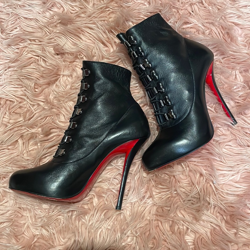 Christian Louboutin Leather Lace Up Boots